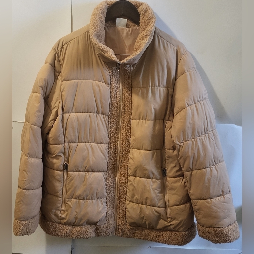ALYNED,‎ Puffer Jacket, Women, Orange Faux Fur Collar/Trim, /down Front, Size XL